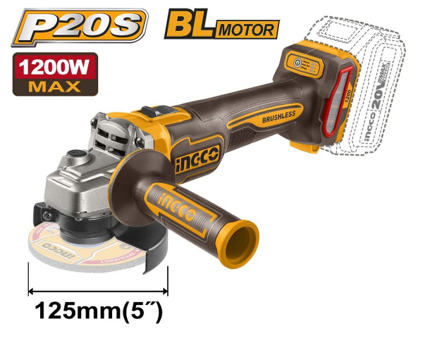 AKU bezkefková uhlová brúska INGCO CAGLI221253 125 mm