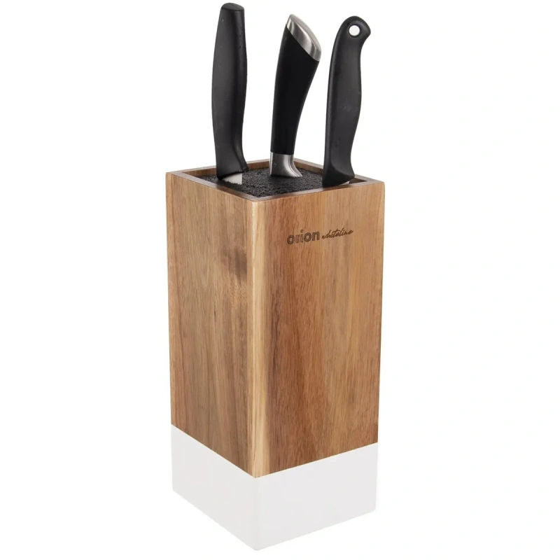 Stojan na nože WHITELINE – drevo a biele štetiny (10 × 10,5 × 23 cm) 1