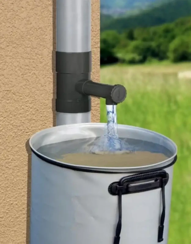 Zberač dažďovej vody 100mm s ventilom pre PVC a kovové zvody čierny/antracit KLC 1