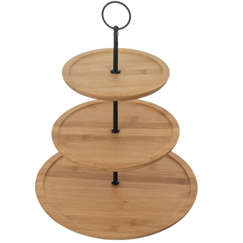 Servírovací stojan 3 poschodia – bambusový trojposchodový stojan na zákusky 2