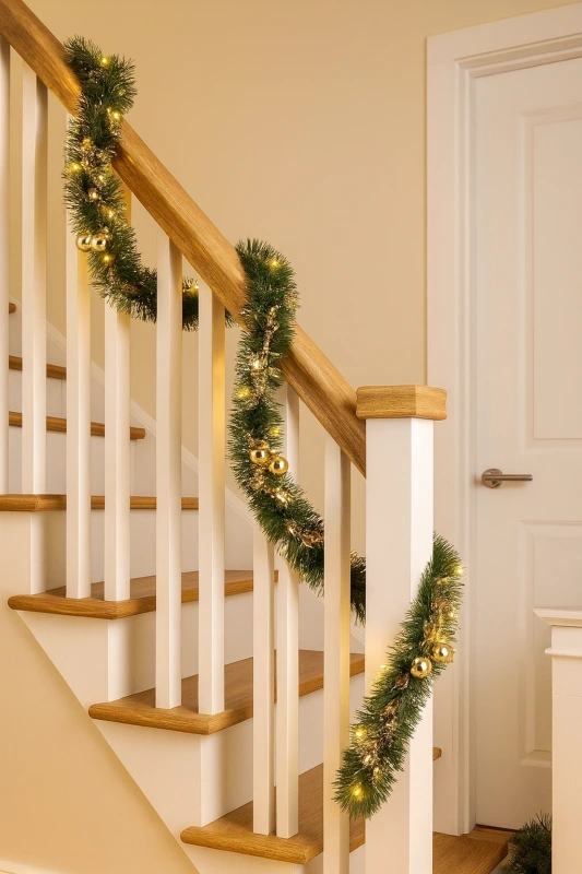 Vianočná girlanda 270 cm – zelená + zlatá, elegantná sviatočná dekorácia 1
