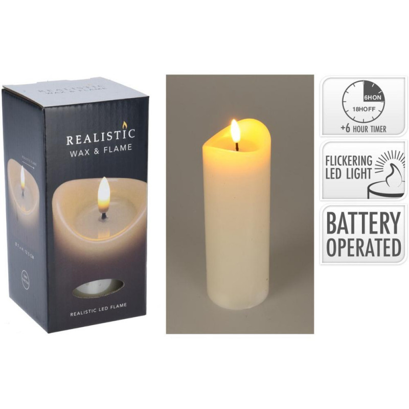 Sviečka LED 7x12,5 cm s časovačom ivory