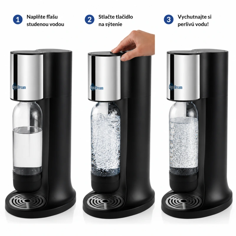 Výrobník perlivej vody AquaDream čierny | Domáca sódovka 1,1 l 2
