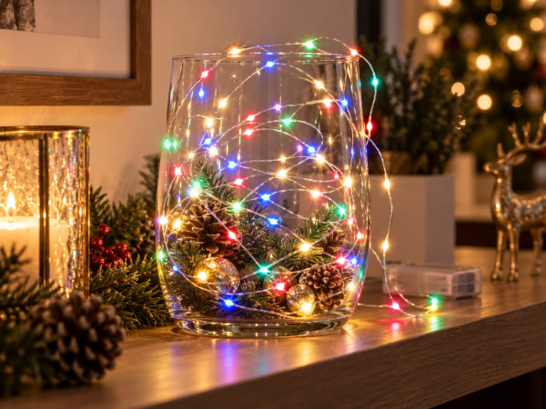 Vianočná svetelná reťaz 100 LED / farebná / časovač / na batérie 1