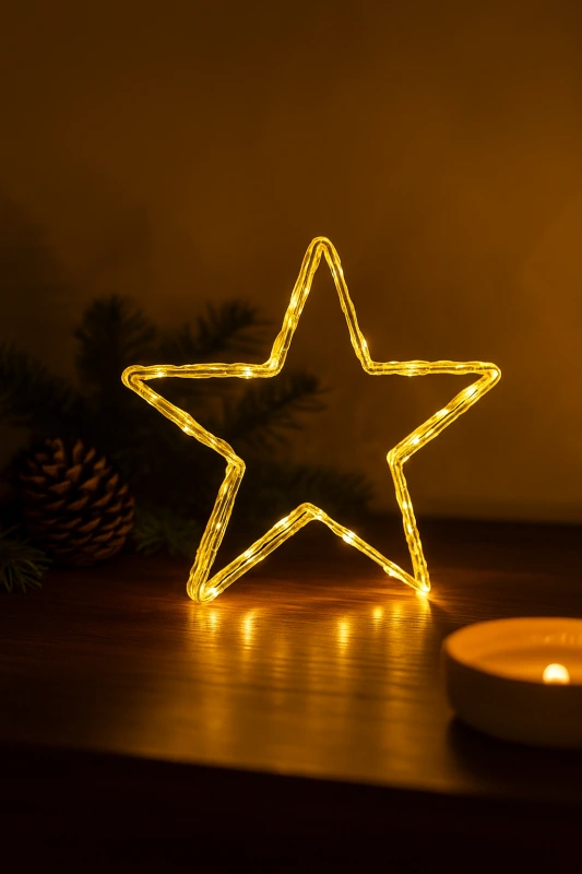 Dekorácia Hviezda / Stromček 50 LED – Teplá Biela, Vnútorné Osvetlenie na Batérie 1