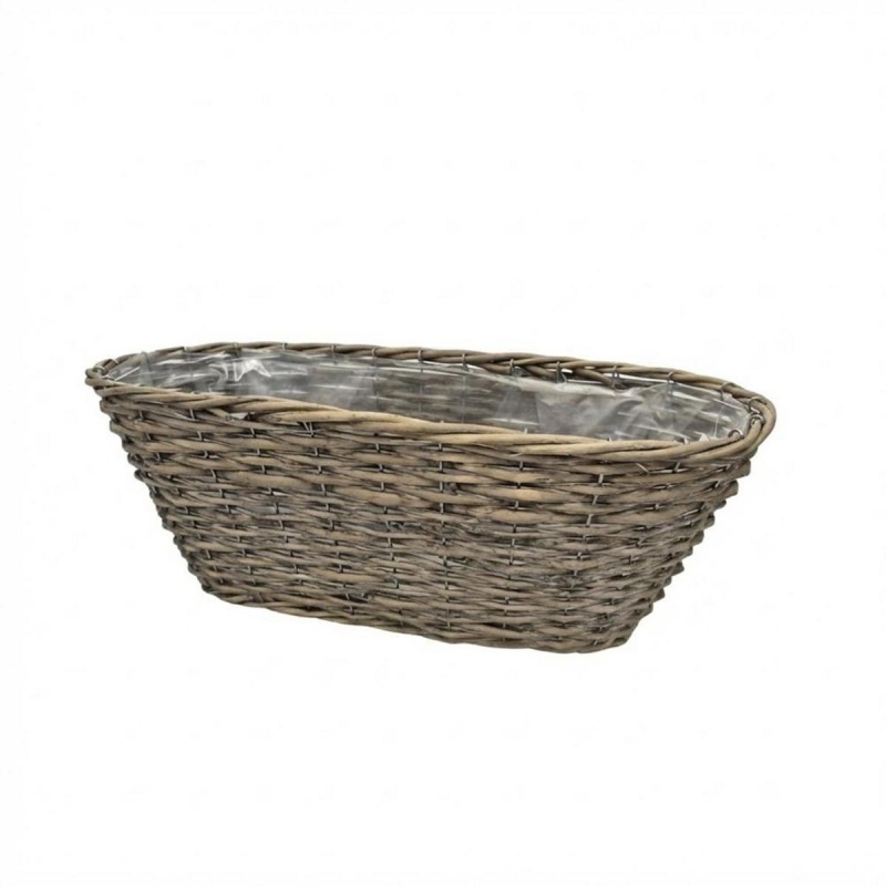 Dekorácia/obal prútie 49x20x18 cm ovál sivý
