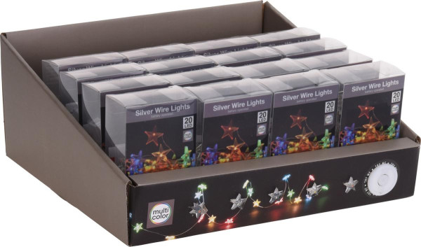 Vianočná LED reťaz hviezdy 20 LED – farebné, batérie