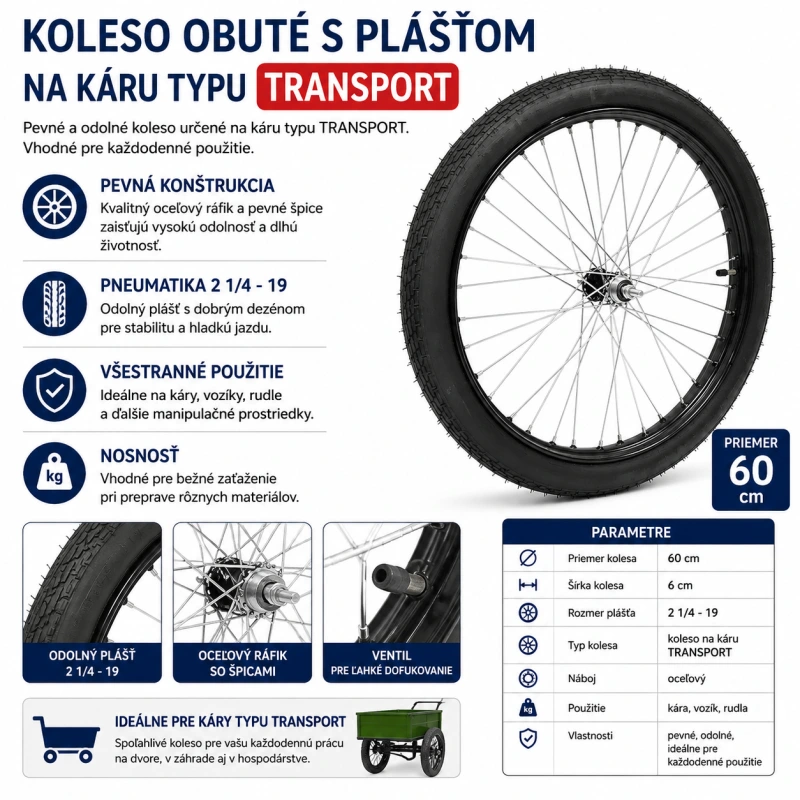 Koleso komplet na káru Transport KLC – obuté, pevné a odolné 1