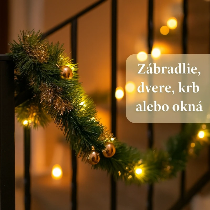 Vianočná girlanda 270 cm – zelená + zlatá, elegantná sviatočná dekorácia 2