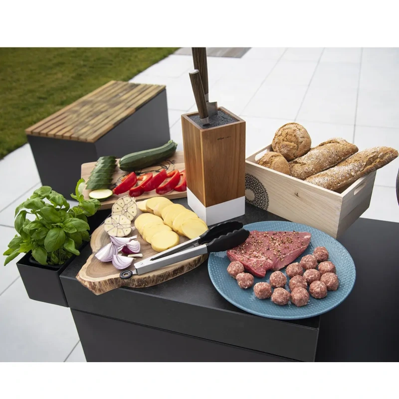 Stojan na nože WHITELINE – drevo a biele štetiny (10 × 10,5 × 23 cm) 6