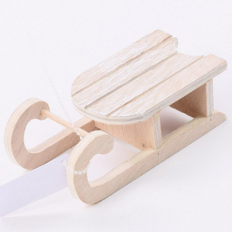 Dekorácia sánky 13x6x4,5 cm drevo natur