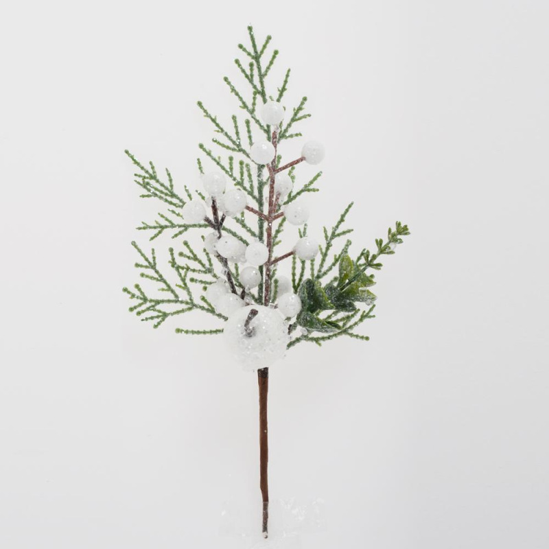 Ozdoba zapichovacia tuja+eucalypt+jablko ľadové 27 cm