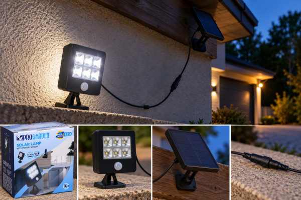 Solárne LED svetlo so senzorom pohybu / 6 LED / IP44 / panel s káblom 2,5 m 1