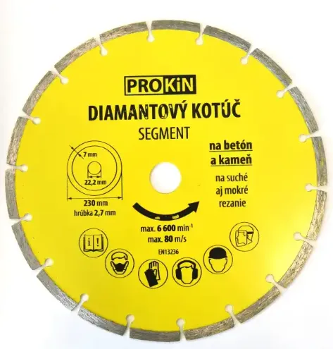 Kotúč diamantový, priemer 230x22,23mm SEGMENT PROKIN