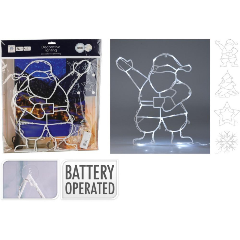 Dekorácia na okno s prísavkou 24 LED biela mix