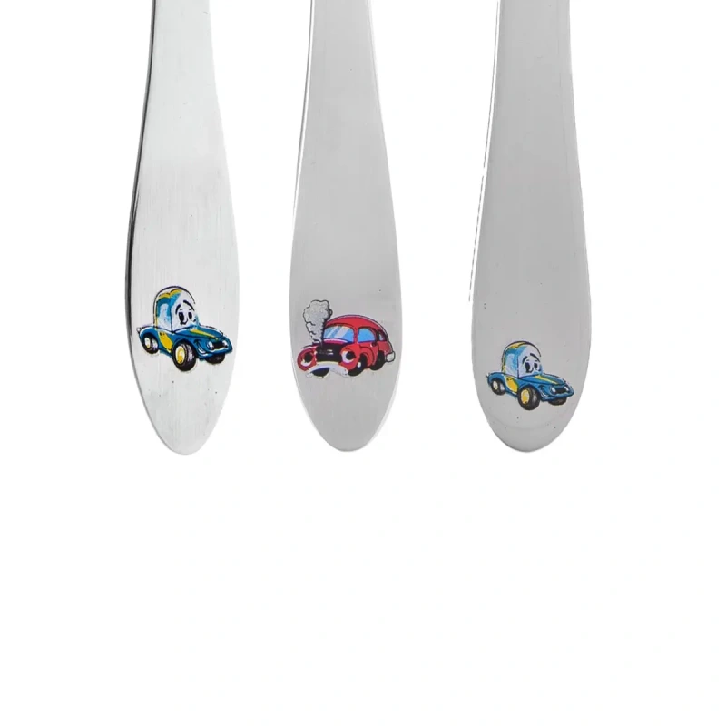 Detský príbor AUTO – nerezový jedálenský set 3 diely pre deti 1