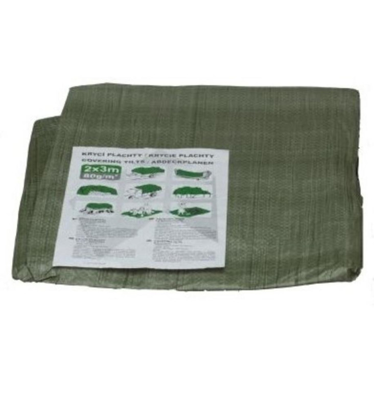 Plachta krycia 4x5 m zelená s okami ŠTANDARD KLC