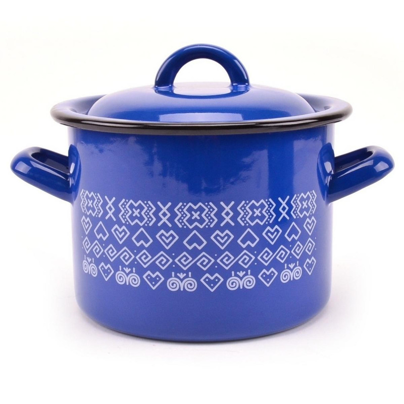 Hrniec smalt + pokr. 28cm/14,5L, dekor Čičmany KLC