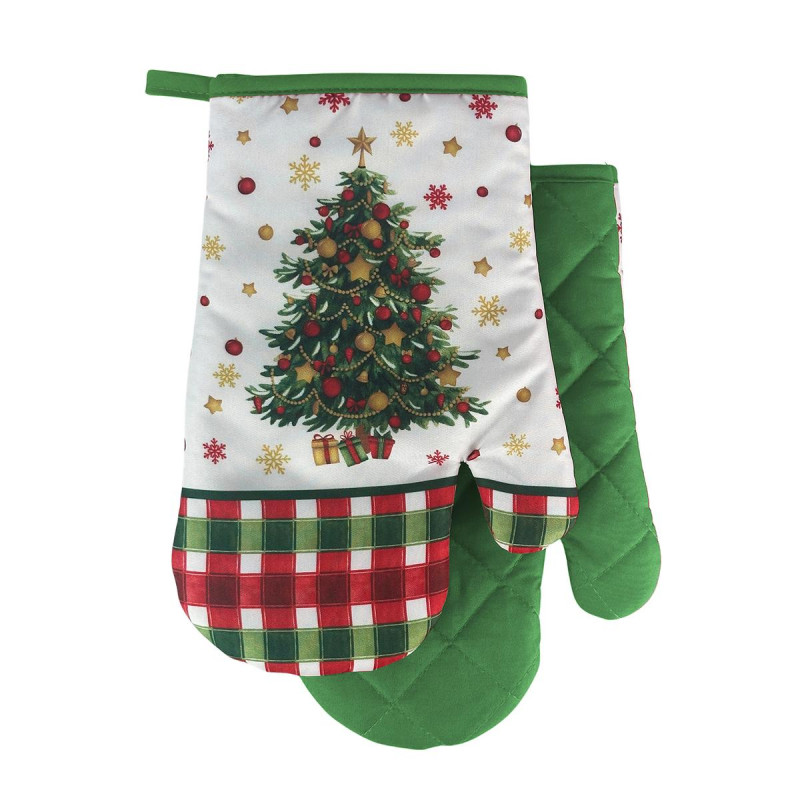 Chňapka kuchynská 2ks/sada, vianočný stromček, karo zeleno červená