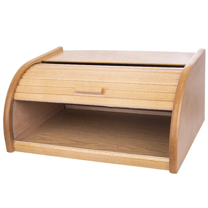 Chlebník z bukového dreva – 38,5×29×18 cm, chlebovka s posuvnou prednou časťou 2