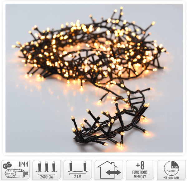 Vianočná LED reťaz 1200 LED – extra teplá biela, 24 m, časovač