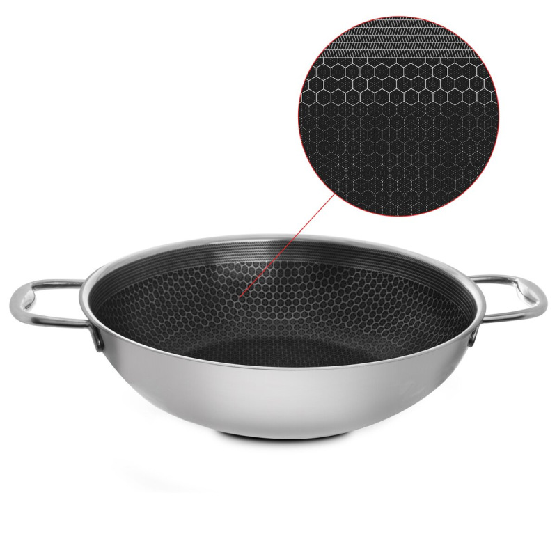 WOK panvica COOKCELL 28 cm – nerezová 3-vrstvová, nepriľnavá, na indukciu