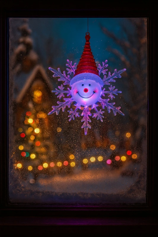 Dekorácia na okno s prísavkou LED – vianočná vločka so svetlom | Svetelná ozdoba mix motív 1