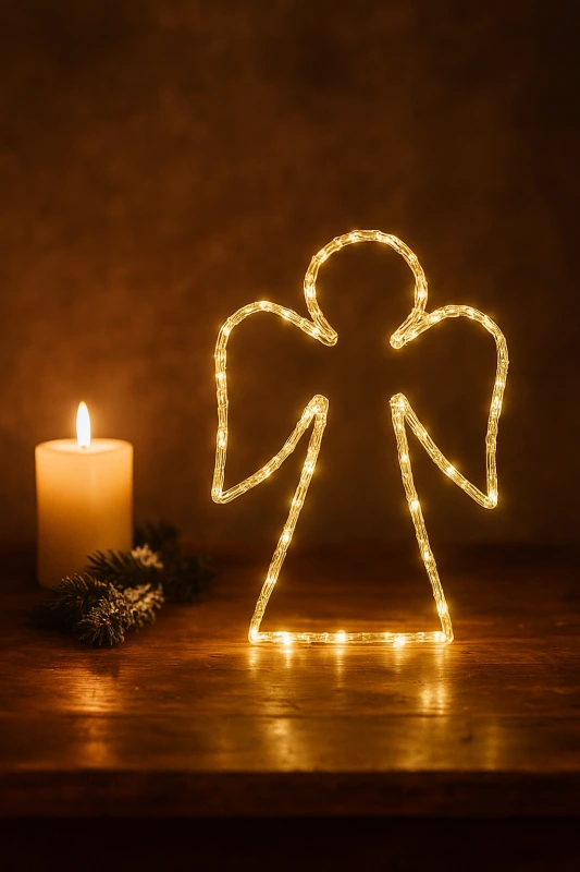 Dekorácia Anjel 50 LED – Teplá Biela, Vnútorné Osvetlenie na Batérie 1