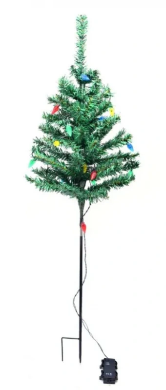 Umelý vianočný stromček 98 cm / 20 LED / teplá biela / na batérie / vnútorný aj vonkajší 2