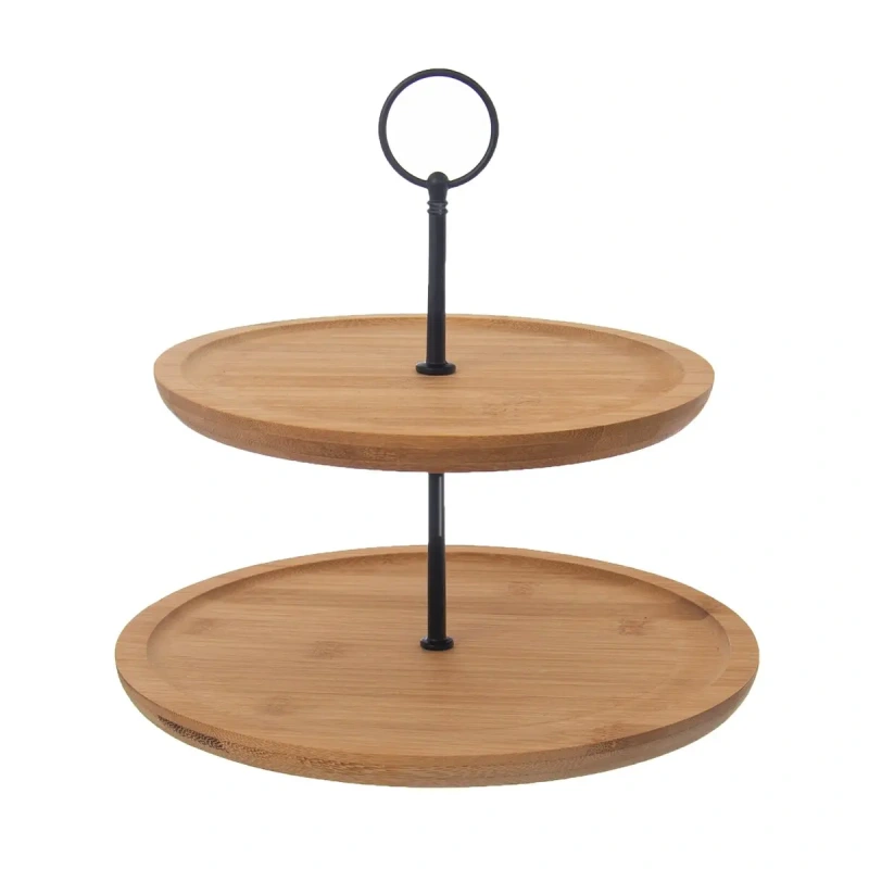 Servírovací stojan 2 poschodia – bambusový stojan na zákusky a pochutiny 1