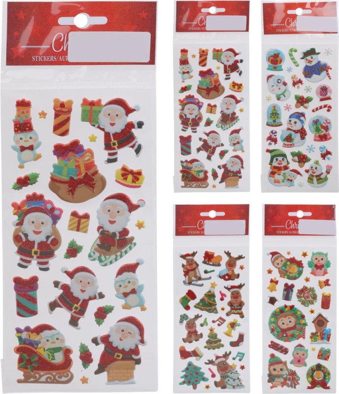 Dekorácia vianočná samolepiaca na okno 19x9 cm mix