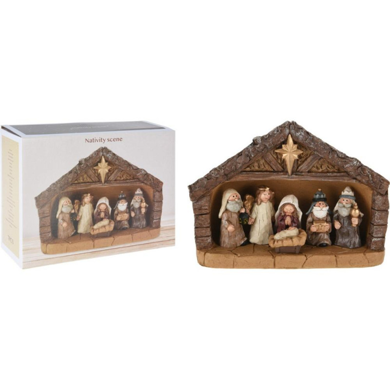Betlehem – 6 postavičiek, polyrezín s efektom dreva, 2,4x9,5x18,5 cm