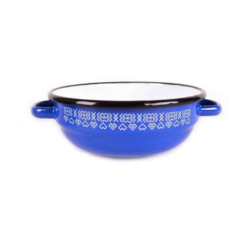 Misa sedliacka smaltovaná 14 cm/0,5l dekor Čičmany KLC