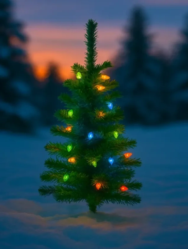 Umelý vianočný stromček 98 cm / 20 LED / teplá biela / na batérie / vnútorný aj vonkajší 8