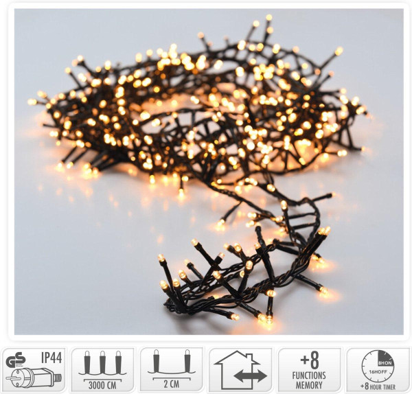 Vianočná LED reťaz 1500 LED – extra teplá biela, 30 m, časovač