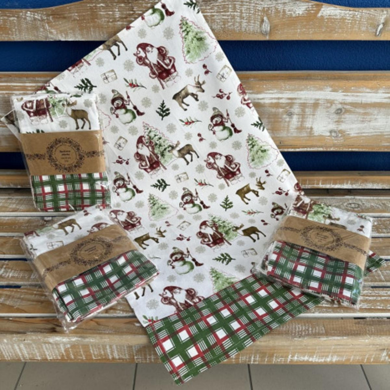 Utierka kuchynská bavlnená VIANOCE SNEHULIAKOVO 3ks, 50x70cm, biela