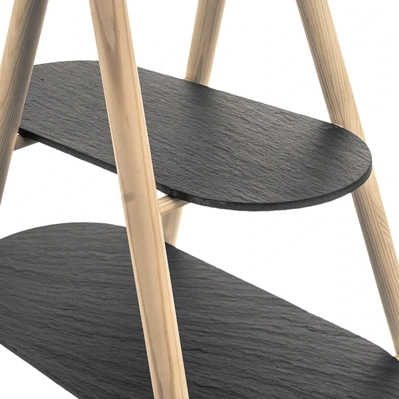 Servírovací stojan z bridlice a dreva – 2 poschodia, moderný rustikálny dizajn 4