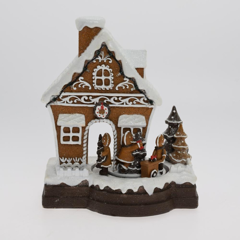 Dekorácia domček LED perník 20x13,5x25 cm zvukové efekty