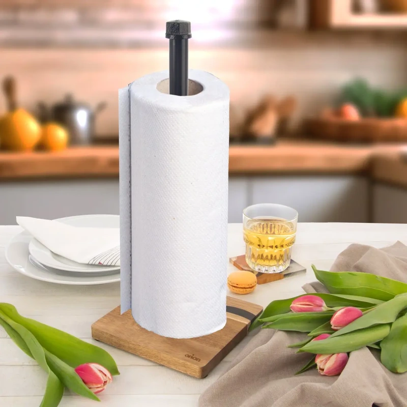 Stojan na papierové utierky RIVER – akáciové drevo + živica, luxusný dizajn 1