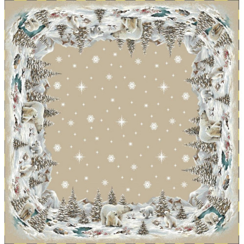 Obrus gobelínový, Vianoce ĽADOVÉ MEDVEDE, 100x100cm