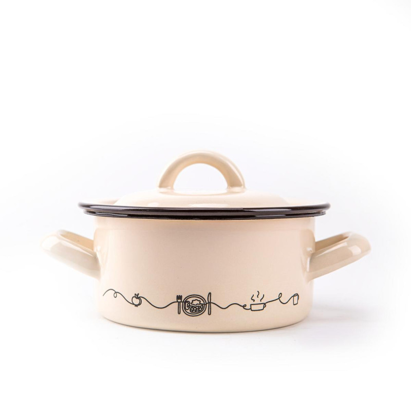 Kastról smalt + pokr. 14cm/1,0L dekor Linea