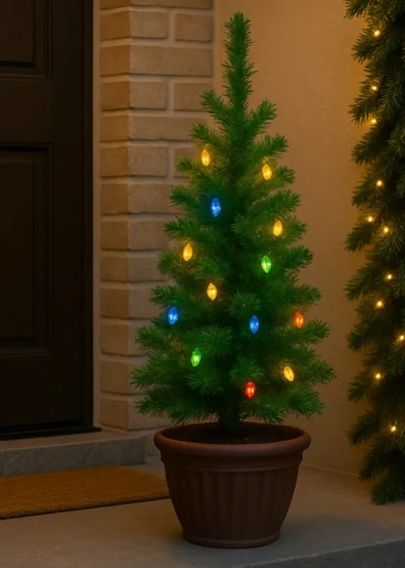 Umelý vianočný stromček 98 cm / 20 LED / teplá biela / na batérie / vnútorný aj vonkajší 7