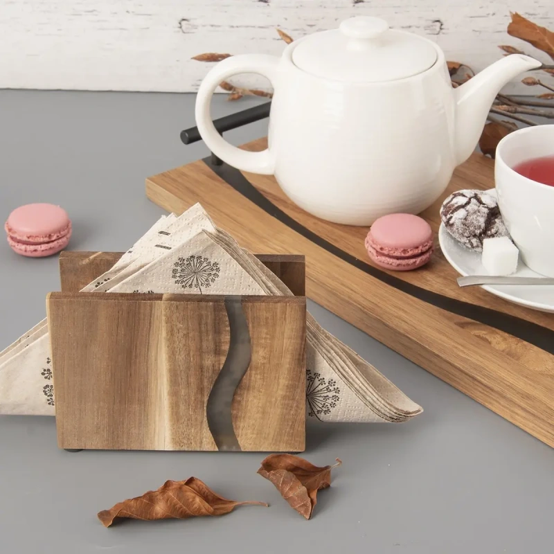 Stojan na obrúsky RIVER – akáciové drevo so živicou 2