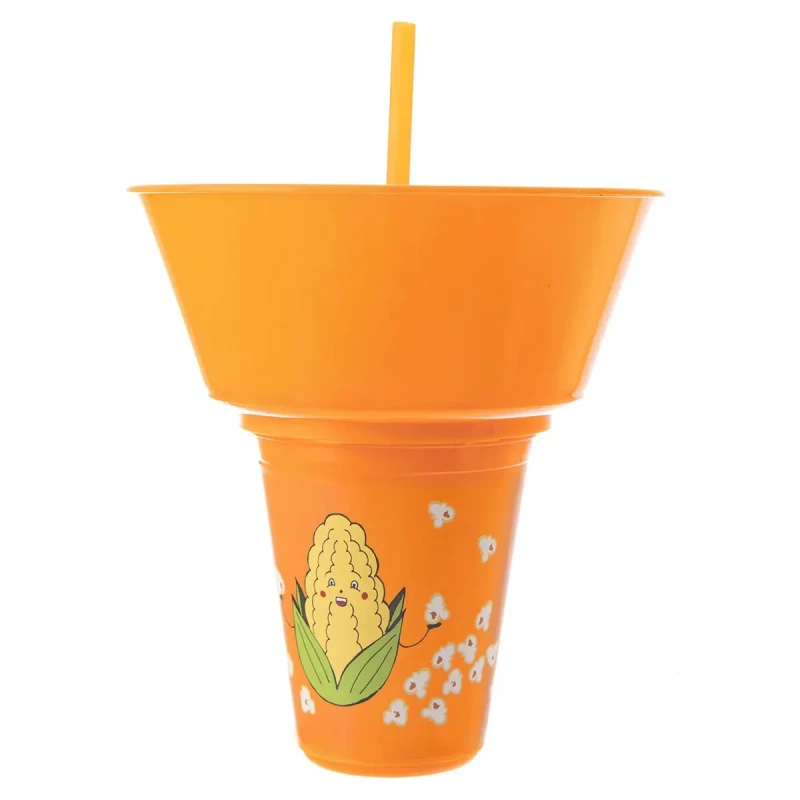 Pohár s miskou na popcorn kukurica a slamkou 0,55 l 3