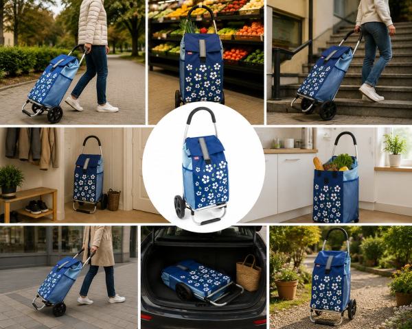 Nákupná taška na kolieskach PARIS modrá – 30 kg, termo, hliníková konštrukcia 1