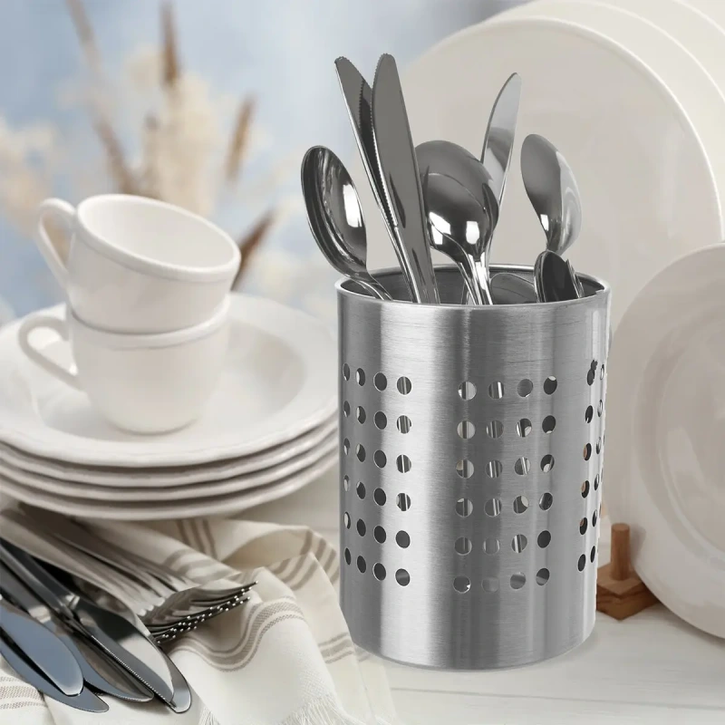 Stojan na príbory Ø 12 cm – nerezový organizér a odkvapkávač 2