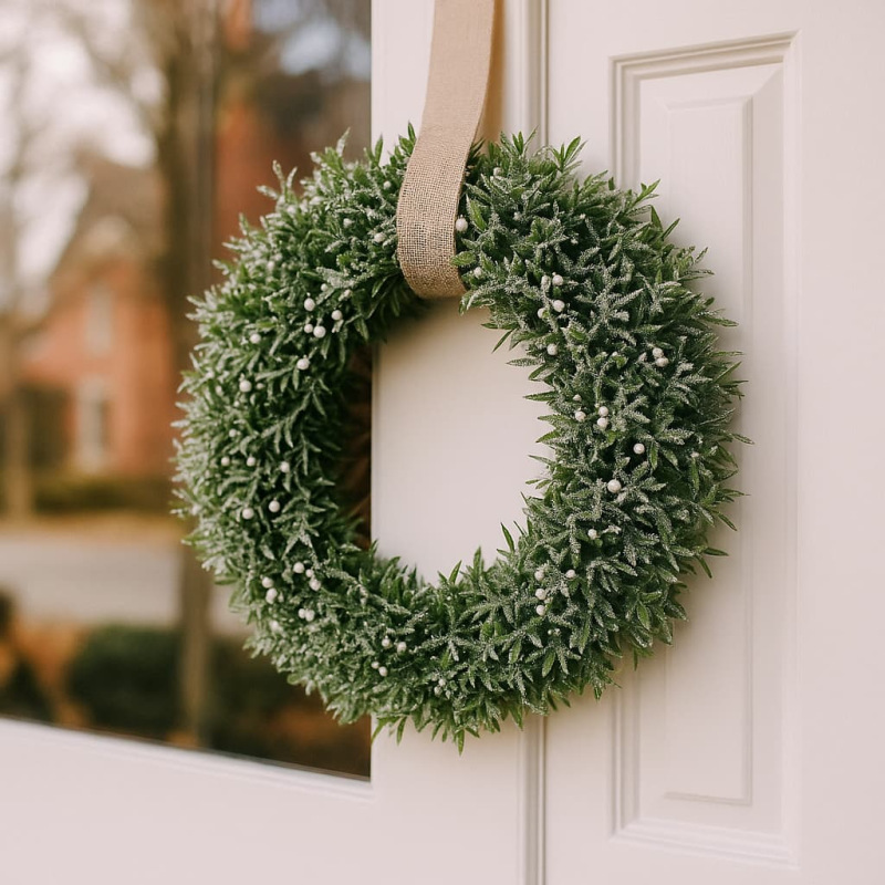 Vianočný veniec 40 cm – plastový veniec s lístkami na dekorovanie 1