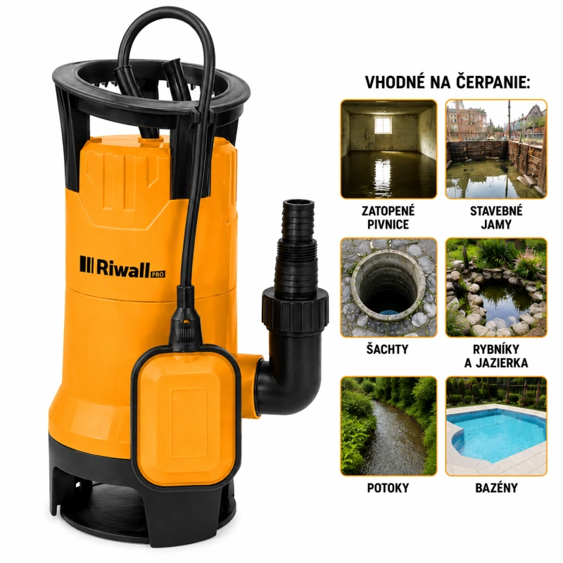 Univerzálne ponorné kalové čerpadlo REP 750 2v1 750 W – 12 500 l/h, nečistoty 1/8/35 mm 1