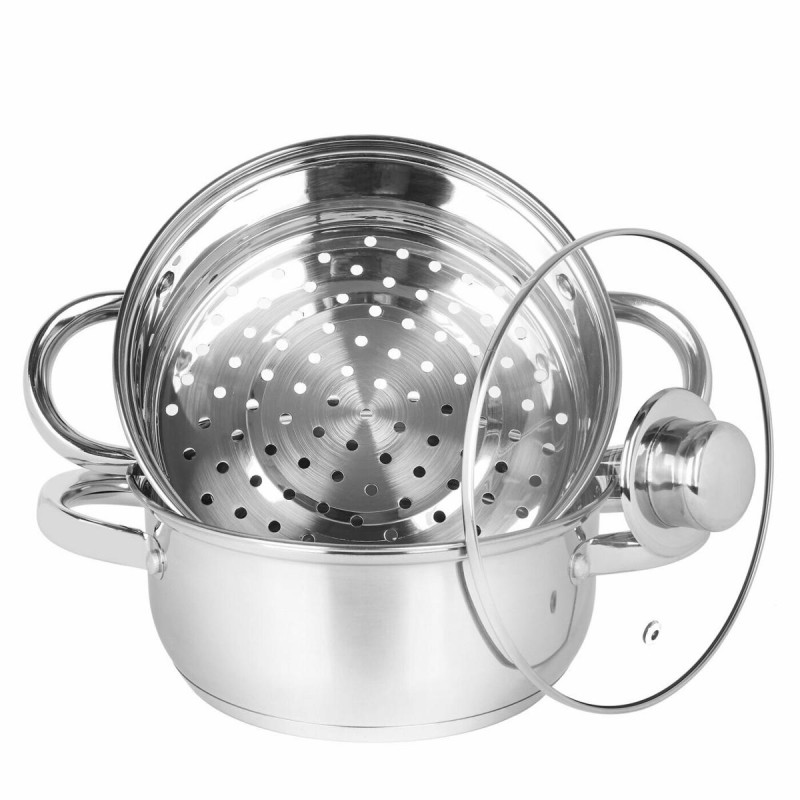 Hrniec naparovací 2L, nerez + sklen. pokrievka