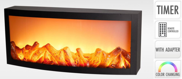 LED dekoratívny krb 58 × 25 × 15 cm / časovač / zmena farieb / s adaptérom 5